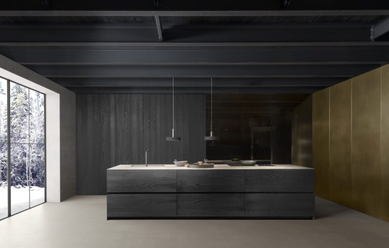 Fly Float Kitchen, la cucina Modulnova di pietra e legno