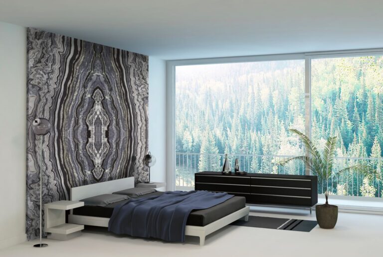 Silver Stream, il marmo scenografico di Antolini per la camera da letto